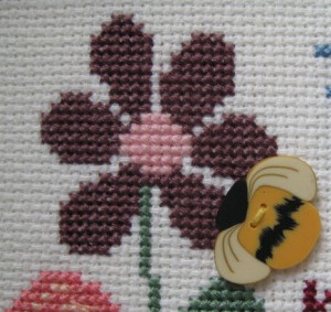 Detail of the Flower and Bee button.
