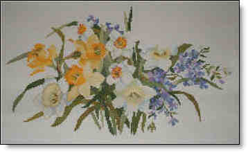 Picture of Narcissus and Myrtle Counted Cross Stitch.