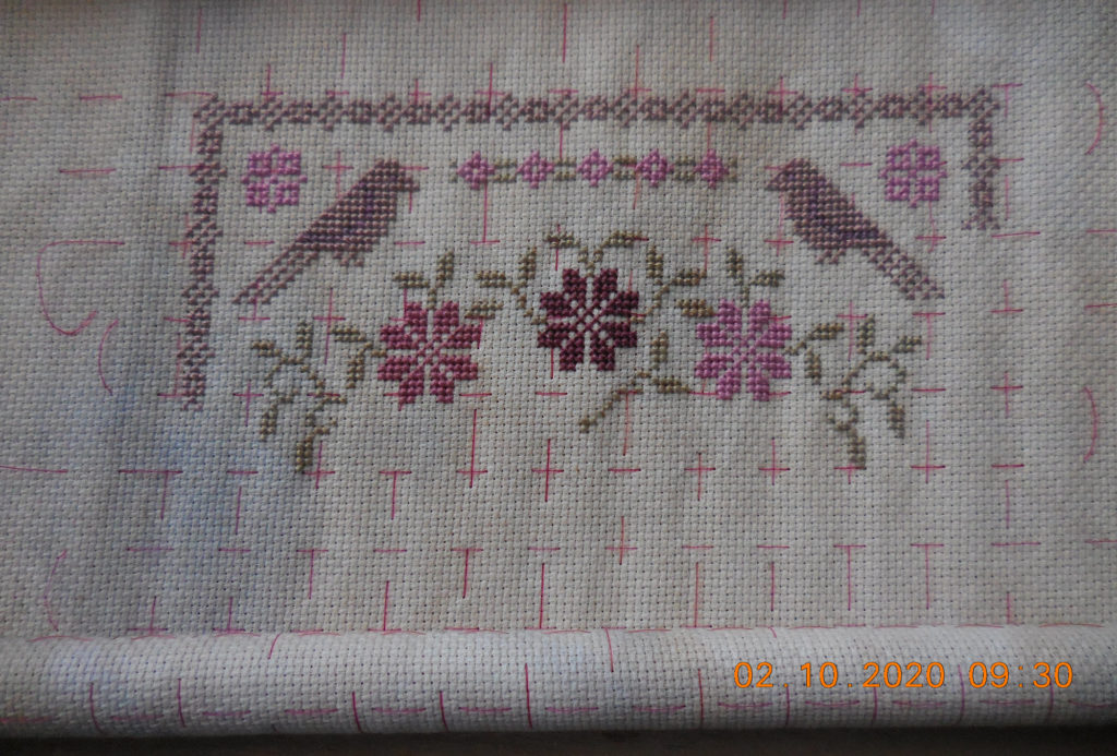 Progress picture stitching Vintage Vase.