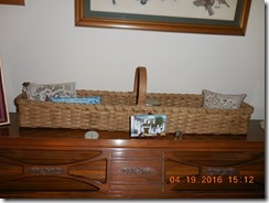 Primitive Handwoven Long & Skinny Basket by 1803 Ohio Farm Baskets.