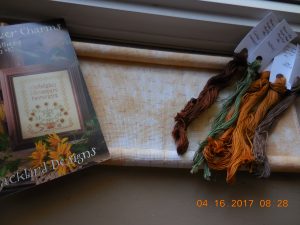 Materials for stitching Sunflower Charms.