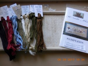 Supplies for stitching Samplers.