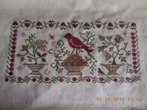 Rosehips and Ivy Stitched Piece.