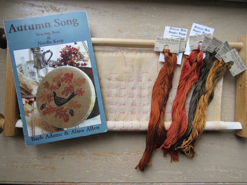 Supplies for stitching Autumn Song