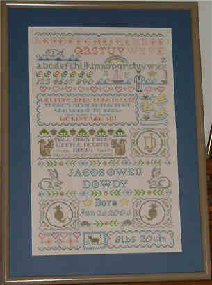 Counted Cross Stitch Baby Sampler.