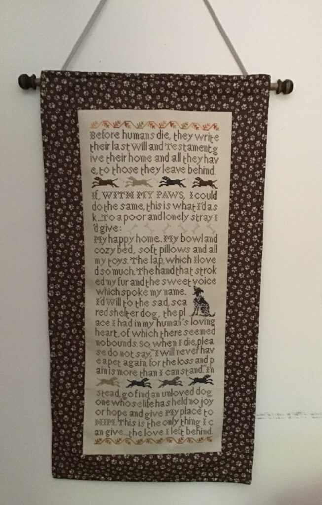 A Dog's Last Will & Testament Wall Hanging.