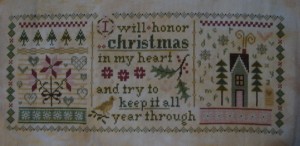 Hearts and Holly Mystery Sampler Finished.