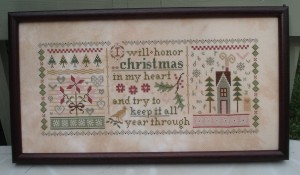 Heart and Holly Mystery Sampler Framed